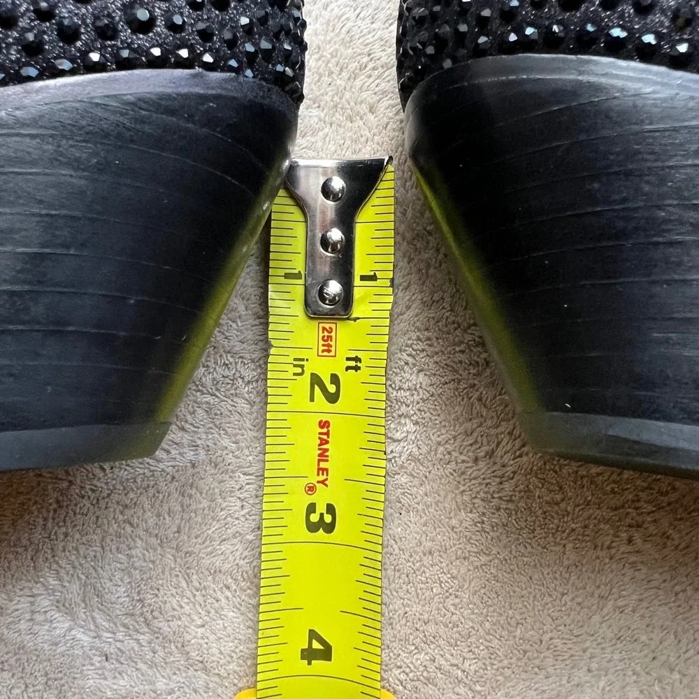 Jessica Simpson‎ 9 M Black Rhinestone Western Ankle Boots Pointed Toe Block Heel